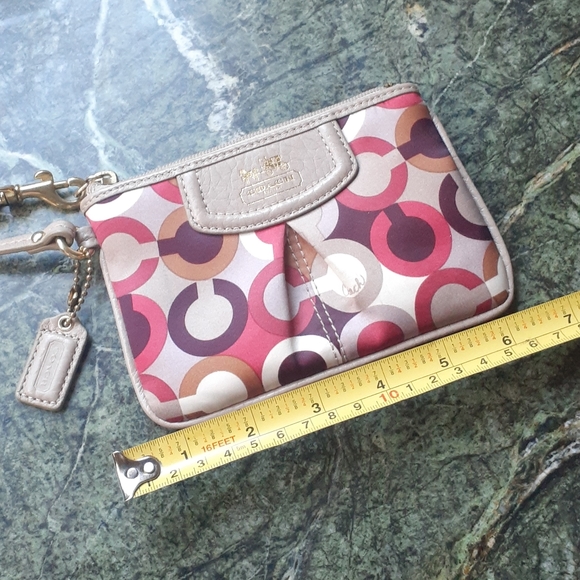 Coach Signature Patterned Leather Wristlet - Picture 1 of 7